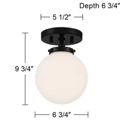 Possini Euro Design Jilly Modern Ceiling Light Semi Flush Mount Fixture 6 3/4" Wide Black White Glass Globe Shade For Bedroom Kitchen Living Room Home -Light Up Deals Store GUEST b515e171 04e7 471f 9c15 8a07c3f16d72