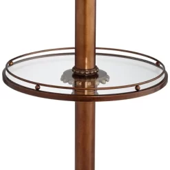 Kathy Ireland Hyde Park Vintage Rustic Floor Lamps With Glass Tray Tables 65" Tall Set Of 2 Bronze Nightlight Beige Fabric Bell Shade For Living Room -Light Up Deals Store GUEST b53a99e7 91a7 4b3f 8085 7ed1c299477e