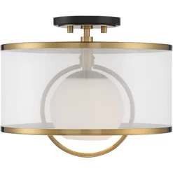 Possini Euro Design Carlyn Modern Art Deco Ceiling Light Semi Flush Mount Fixture 14" Wide Warm Brass Black Orb Organza Drum Shade For Bedroom Kitchen 9 Possini Euro Design Carlyn Modern Art Deco Ceiling Light Semi Flush Mount Fixture 14" Wide Warm Brass Black Orb Organza Drum Shade For Bedroom Kitchen -Light Up Deals Store GUEST b636f543 cf37 4ef9 b484 5f095e27f3ef