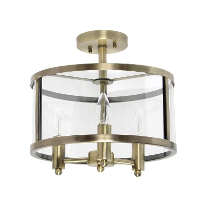 3-Light 13" Industrial Farmhouse Glass/Metallic Accented Semi-flushmount Ceiling Light - Lalia Home 10 3-Light 13" Industrial Farmhouse Glass/Metallic Accented Semi-flushmount Ceiling Light - Lalia Home - Image 10