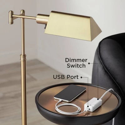 360 Lighting Modern Arc Floor Lamp With USB Charging Port 72" Tall Brass White Linen Drum Shade For Living Room Reading House Home 6 360 Lighting Modern Arc Floor Lamp With USB Charging Port 72" Tall Brass White Linen Drum Shade For Living Room Reading House Home - Image 6