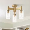 Possini Euro Design Lantico Modern Ceiling Light Semi Flush Mount Fixture 17" Wide Gold 3-Light Clear Glass For Bedroom Kitchen Living Room Hallway