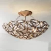 Franklin Iron Works Viera Rustic Ceiling Light Semi Flush Mount Fixture 20" Wide Bronze 3-Light Clear Cut Crystal Mosaic Bowl For Bedroom Living Room