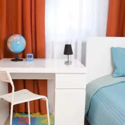 10.5" Petite Metal Stick Bedside Table Desk Lamp In Sand Nickel With Fabric Shade Brown - Creekwood Home -Light Up Deals Store GUEST ba44e4e1 6b9d 40f1 b292 afbbb021ecbc