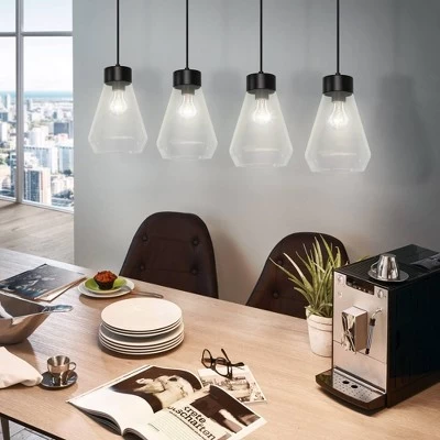 4-Light Montey Linear Glass Penadant Matte Black - EGLO 1 4-Light Montey Linear Glass Penadant Matte Black - EGLO