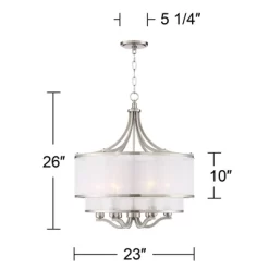 Possini Euro Design Nor Brushed Nickel Pendant Chandelier 23" Wide Modern Double White Organza Shade 6-Light Fixture For Dining Room Kitchen Island 15 Possini Euro Design Nor Brushed Nickel Pendant Chandelier 23" Wide Modern Double White Organza Shade 6-Light Fixture For Dining Room Kitchen Island -Light Up Deals Store GUEST bb16169e e8ac 40d5 a519 799cfcb81c1e