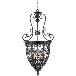 Franklin Iron Works French Scroll Rubbed Bronze Chandelier 22 1/2" Wide Rustic 9-Light Fixture For Dining Room House Kitchen Island Entryway Bedroom -Light Up Deals Store GUEST be2803c9 6179 4d49 9451 fd37143d4714