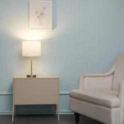 19" Versa Table Lamp With Linen Shade Matte Gold/White - Globe Electric -Light Up Deals Store GUEST c00a7e52 f5f5 4c2d b366 23e5ba0c0238