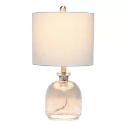 Hammered Glass Jar Table Lamp With Linen Shade Smokey Gray - Lalia Home