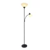 71.5" Traditional 2 Light Mother Daughter Metal Floor Lamp With Torchiere And Reading Light Black - Creekwood Home