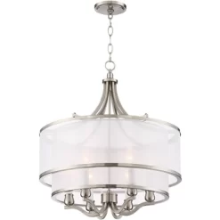 Possini Euro Design Nor Brushed Nickel Pendant Chandelier 23" Wide Modern Double White Organza Shade 6-Light Fixture For Dining Room Kitchen Island 13 Possini Euro Design Nor Brushed Nickel Pendant Chandelier 23" Wide Modern Double White Organza Shade 6-Light Fixture For Dining Room Kitchen Island -Light Up Deals Store GUEST c19ac5bd 5808 482d 9cfb 07d1572fc05b