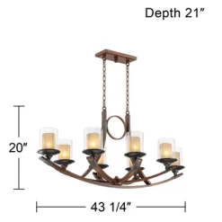 Franklin Iron Works Tafford Mahogany Wood Linear Pendant Chandelier 43 1/4" Wide Rustic Farmhouse Clear Glass 8-Light Fixture For Dining Room Kitchen -Light Up Deals Store GUEST c26f402d a13c 4e1e b6c4 d3d06e4f8dd8
