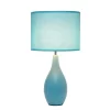 18.11" Traditional Standard Ceramic Dewdrop Table Desk Lamp With Matching Fabric Shade Blue - Creekwood Home