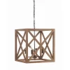 Metal/Wood Chandelier Natural Brown - Storied Home