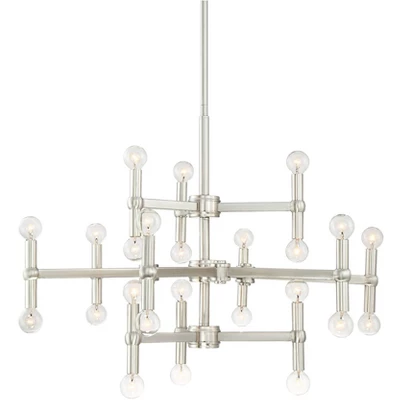 Possini Euro Design Marya Brushed Nickel Chandelier 32" Wide Modern 24-Light Fixture For Dining Room House Foyer Kitchen Island Entryway Bedroom Home 7 Possini Euro Design Marya Brushed Nickel Chandelier 32" Wide Modern 24-Light Fixture For Dining Room House Foyer Kitchen Island Entryway Bedroom Home - Image 7
