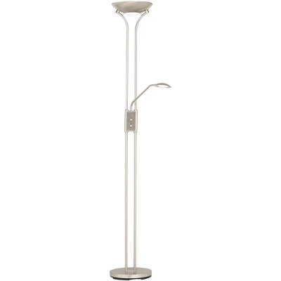 360 Lighting Canby Modern Torchiere Floor Lamp With Side Light 72" Tall Brushed Nickel Dimmable LED For Living Room Reading Bedroom Office House Home 7 360 Lighting Canby Modern Torchiere Floor Lamp With Side Light 72" Tall Brushed Nickel Dimmable LED For Living Room Reading Bedroom Office House Home - Image 7