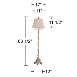 Barnes And Ivy Traditional Floor Lamp 63.5" Tall Distressed Candlestick Crystal Glass Beading Cream Bell Shade For Living Room Reading -Light Up Deals Store GUEST c4ab0188 704b 41b9 8c56 aea8b0be4977
