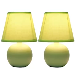 8.66" 2pk Petite Ceramic Orb Base Bedside Table Lamps With Matching Tapered Drum Shade Green - Creekwood Home -Light Up Deals Store GUEST c72338c5 98f0 416c a753 9a92ff10a5c0