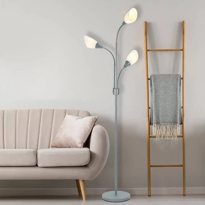 70.25" 3-Light Floor Lamp With White Shades Silver - Cresswell Lighting 3 70.25" 3-Light Floor Lamp With White Shades Silver - Cresswell Lighting - Image 3