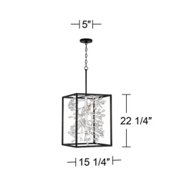 Possini Euro Design Black Silver Pendant Chandelier 15 1/4" Wide Modern Clear Crystal Flower Vine 4-Light Fixture For Dining Room House -Light Up Deals Store GUEST c8ac2b71 c805 4378 b0a9 146ccced3985