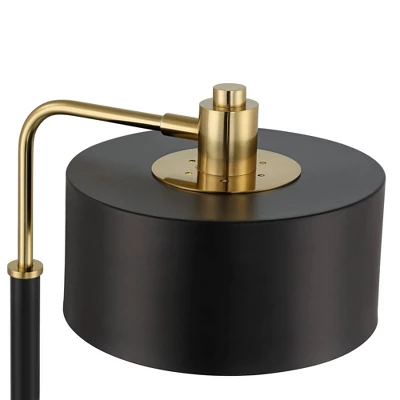 Possini Euro Design Myles Modern Mid Century Desk Lamp 24" High Black Gold With Dual USB Charging Ports Metal Drum Shade For Bedroom Living Room Home 7 Possini Euro Design Myles Modern Mid Century Desk Lamp 24" High Black Gold With Dual USB Charging Ports Metal Drum Shade For Bedroom Living Room Home - Image 7