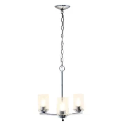 3-Light 15" Classic Contemporary Clear Glass/Metal Hanging Pendant Chandelier - Lalia Home