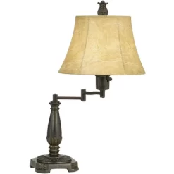 Regency Hill Traditional Swing Arm Desk Lamp 22 1/2" High With USB Charging Port Bronze Metal Faux Leather Shade For Living Room -Light Up Deals Store GUEST cc2d88ee 6ee3 47ff 9832 024472d43f40 1