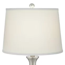 360 Lighting Karl Modern Table Lamps 27 1/2" Tall Set Of 2 Brushed Nickel With USB And Outlet White Drum Shade For Bedroom Living Room House Bedside -Light Up Deals Store GUEST cc670648 e00c 4fb7 b4e6 8b4894697441