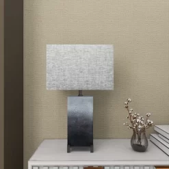 Polystone Table Lamp With Square Shade Gray - Olivia & May -Light Up Deals Store GUEST ccc9d1a7 4a28 40eb b843 156edf538924