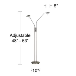 360 Lighting Casper Traditional Pharmacy Floor Lamp 63" Tall Brushed Nickel 2-Light LED Adjustable Arm Swivel Head For Living Room Bedroom -Light Up Deals Store GUEST ce1545ec 4306 4c45 aaa3 5569fa257a42