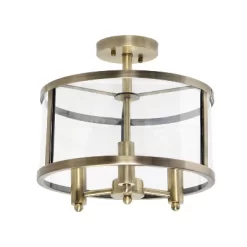 3-Light 13" Industrial Farmhouse Glass/Metallic Accented Semi-flushmount Ceiling Light - Lalia Home 21 3-Light 13" Industrial Farmhouse Glass/Metallic Accented Semi-flushmount Ceiling Light - Lalia Home -Light Up Deals Store GUEST cf20f6d3 74d4 4d1a 8cd6 1bc612de67b3