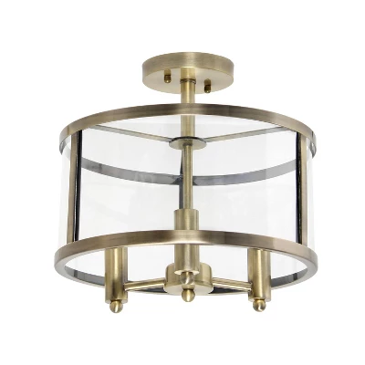 3-Light 13" Industrial Farmhouse Glass/Metallic Accented Semi-flushmount Ceiling Light - Lalia Home 7 3-Light 13" Industrial Farmhouse Glass/Metallic Accented Semi-flushmount Ceiling Light - Lalia Home - Image 7