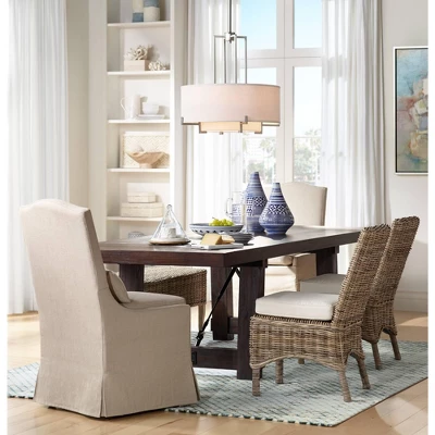 Possini Euro Design Concentric Brushed Nickel Pendant Chandelier 25" Wide Modern White Fabric Drum 4-Light For Dining Room House Foyer Kitchen Island 6 Possini Euro Design Concentric Brushed Nickel Pendant Chandelier 25" Wide Modern White Fabric Drum 4-Light For Dining Room House Foyer Kitchen Island - Image 6