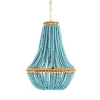 Wood Beaded Chandelier Blue -Storied Home
