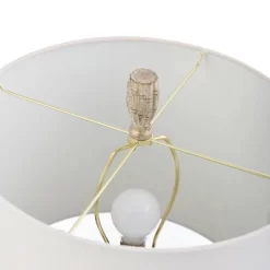 Lalita Palm Leaf Print Table Lamp With Fabric Shade White/Gold - StyleCraft -Light Up Deals Store GUEST d134170e 1f06 43d0 ac59 e31423cd3dbf