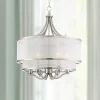 Possini Euro Design Nor Brushed Nickel Pendant Chandelier 23" Wide Modern Double White Organza Shade 6-Light Fixture For Dining Room Kitchen Island