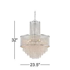 Vienna Full Spectrum Pioggia Chrome Pendant Chandelier 23 1/2" Wide Modern Crystal 5-Light Fixture For Dining Room House Foyer Kitchen Island Entryway -Light Up Deals Store GUEST d5832ef2 5aa8 4031 a483 13542b881352