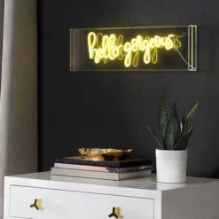 20" Hello Gorgeous Contemporary Glam Acrylic Box Pendant (Includes LED Light Bulb) Neon Yellow - JONATHAN Y -Light Up Deals Store GUEST d5e30c68 34e2 433a 9c14 bb3ab18a551f
