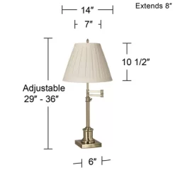 360 Lighting Swing Arm Desk Table Lamp 36" Tall Antique Brass Box Pleated Creme Linen Empire Shade For Living Room Bedroom Office Family -Light Up Deals Store GUEST d7060041 95ca 4769 b2ba f95caa88b44e