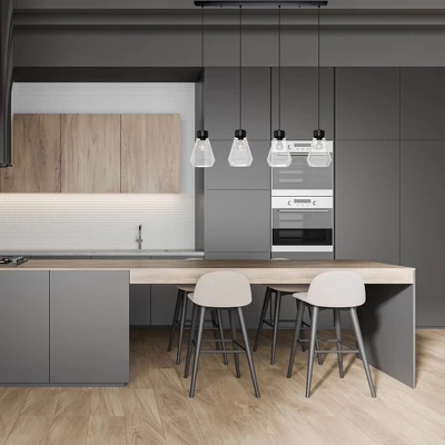 4-Light Montey Linear Glass Penadant Matte Black - EGLO 2 4-Light Montey Linear Glass Penadant Matte Black - EGLO - Image 2