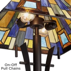 Robert Louis Tiffany Asian-Inspired Floor Lamp 62" Tall Bronze Iron Tiffany Style Jewel Tone Art Glass Shade For Living Room Reading Bedroom Office -Light Up Deals Store GUEST d81b73f3 3f14 4463 be38 e28dad6b4a9f
