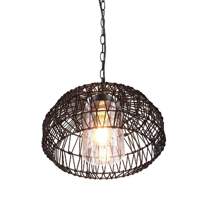 Globe Electric Novogratz X Globe Diego 1-Light Matte Black Woven Fabric Outdoor Plug-In Pendant Light 4 Globe Electric Novogratz X Globe Diego 1-Light Matte Black Woven Fabric Outdoor Plug-In Pendant Light - Image 4