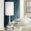 360 Lighting Modern Table Lamp With Dimmable USB And AC Power Outlet Workstation Base 24.5" High Brushed Nickel Droplet White Shade Bedroom Desk