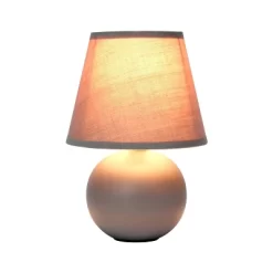 8.66" Petite Ceramic Orb Base Bedside Table Desk Lamp With Matching Tapered Drum Fabric Shade Gray - Creekwood Home -Light Up Deals Store GUEST ddcfae5f 0bcf 4f39 a04f ee5631056000