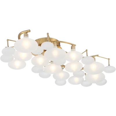 Possini Euro Design Lilypad Modern Ceiling Light Semi Flush Mount Fixture 30 1/4" Wide Warm Brass 12-Light Frosted Glass Shade For Bedroom Living Room 7 Possini Euro Design Lilypad Modern Ceiling Light Semi Flush Mount Fixture 30 1/4" Wide Warm Brass 12-Light Frosted Glass Shade For Bedroom Living Room - Image 7