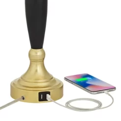 360 Lighting Kamila Traditional Table Lamps 27" Tall Set Of 2 Gold Black With Dual USB Charging Ports White Drum Shade For Bedroom Bedside Family Desk -Light Up Deals Store GUEST df731a95 8e5a 400d 8faa d444be0f7d6c