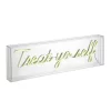 20" Treat Yo Self Contemporary Glam Acrylic Box Pendant (Includes LED Light Bulb) Neon Yellow - JONATHAN Y
