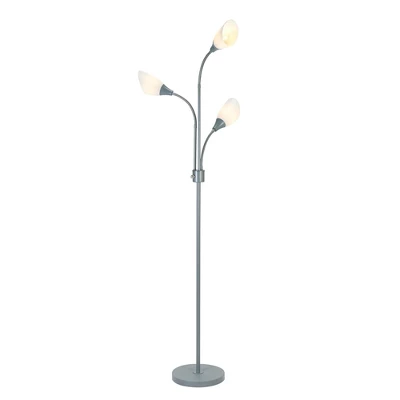 70.25" 3-Light Floor Lamp With White Shades Silver - Cresswell Lighting 4 70.25" 3-Light Floor Lamp With White Shades Silver - Cresswell Lighting - Image 4
