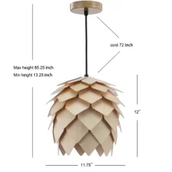 11.75" Simon Pinecone Wood Pendant (Includes Energy Efficient Light Bulb) Brown - JONATHAN Y -Light Up Deals Store GUEST e4df1dfe e751 4bcc b613 1e6652212711