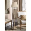 Barnes And Ivy Traditional Floor Lamp 63.5" Tall Distressed Candlestick Crystal Glass Beading Cream Bell Shade For Living Room Reading